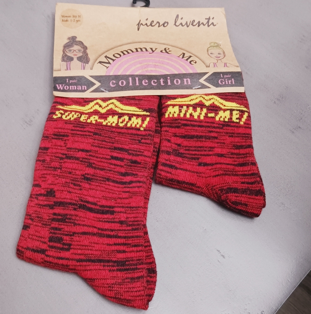 Source Unknown Red and Yellow Mommy & Me Socks
